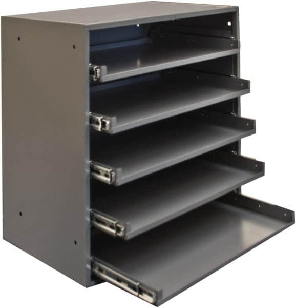 Durham - 5 Drawer, Small Parts Heavy Duty Bearing Slide Rack Cabinet - 12-1/2" Deep x 20-1/2" Wide x 21" High - Exact Tooling