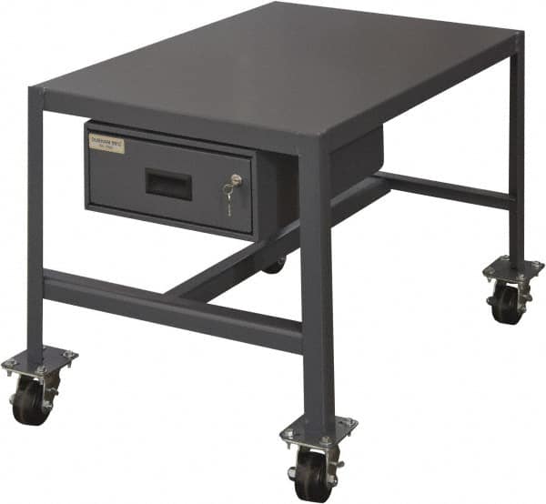 Durham - Machine Work Table with Drawer - Steel, Gray, 48" Long x 24" Deep x 24" High - Exact Tooling