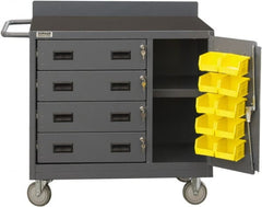 Durham - 2,000 Lb Capacity, 4 Drawer, 1 Door Mobile Workstation - 36" Wide x 18" Deep x 38-3/8" High, Steel, Gray - Exact Tooling
