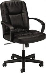 Basyx - 38-3/4" High Executive Mid Back Chair - 25" Wide x 34-1/2" Deep, Leather Seat, Black - Exact Tooling