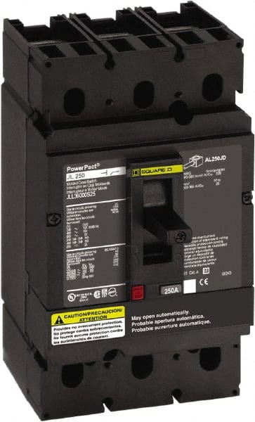 Square D - 600 VAC, 250 Amp, Automatic Molded Case Switch - 3 Pole, 100 at 480 VAC, 125 at 240 VAC, 50 at 600 VAC kA Interrupting Rating x 4.12 Inch Wide x 5 Inch Deep x 7.52 Inch High - Exact Tooling