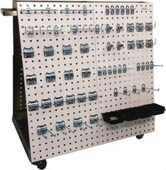 Triton - 21-1/4 Inches Wide x 39-1/4 Inches High x 36-3/4 Inches Deep A-Frame Double Sided Pegboard Tool Cart - 800 Lbs. Load Limit, Includes 56 Piece LocHook Assortment and 4 Plastic Bins - Exact Tooling