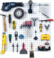 Triton - 18" Wide x 36" High Peg Board Kit - 2 Panels, 28 Hooks, Steel, White - Exact Tooling