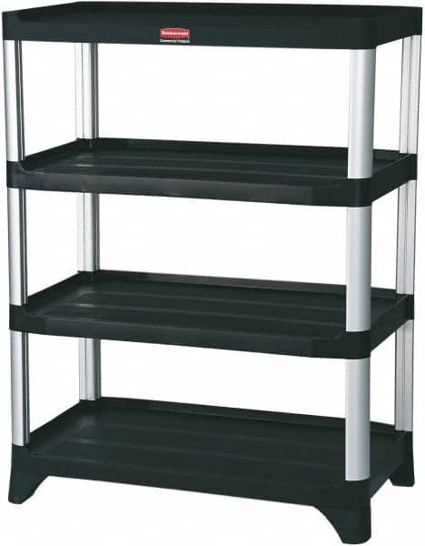 Rubbermaid - 46" High x 20" Wide x 35" Deep, 4 Shelf Structural Plastic Open Shelving - Black, 800 Lb Capacity - Exact Tooling