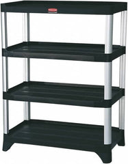 Rubbermaid - 46" High x 20" Wide x 35" Deep, 4 Shelf Structural Plastic Open Shelving - Black, 800 Lb Capacity - Exact Tooling
