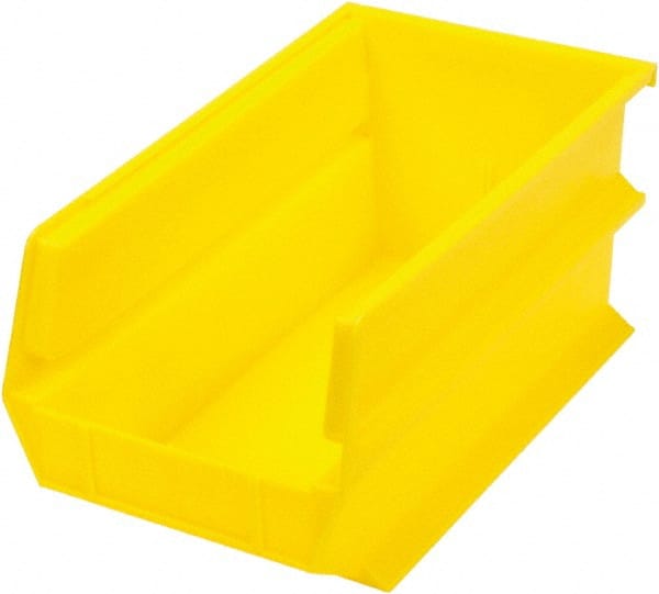 Triton - 14-3/4" Deep, Yellow Polypropylene Hopper Stacking Bin - 7" High x 8-1/4" Wide x 14-3/4" Long - Exact Tooling