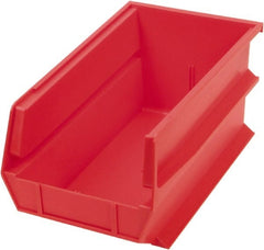 Triton - 14-3/4" Deep, Red Polypropylene Hopper Stacking Bin - 7" High x 8-1/4" Wide x 14-3/4" Long - Exact Tooling