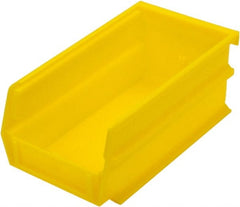 Triton - 7-3/8" Deep, Yellow Polypropylene Hopper Stacking Bin - 3" High x 4-1/8" Wide x 7-3/8" Long - Exact Tooling
