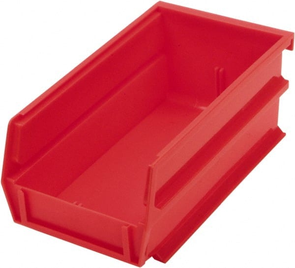 Triton - 7-3/8" Deep, Red Polypropylene Hopper Stacking Bin - 3" High x 4-1/8" Wide x 7-3/8" Long - Exact Tooling