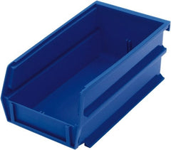 Triton - 7-3/8" Deep, Blue Polypropylene Hopper Stacking Bin - 3" High x 4-1/8" Wide x 7-3/8" Long - Exact Tooling