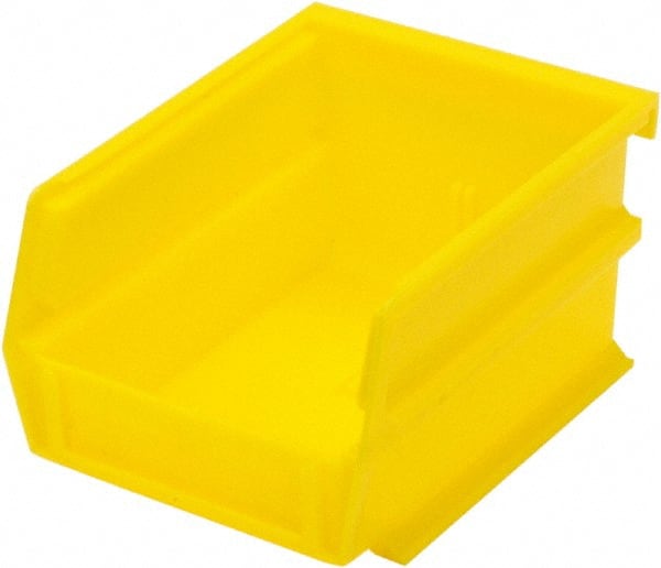 Triton - 5-3/8" Deep, Yellow Polypropylene Hopper Stacking Bin - 3" High x 4-1/8" Wide x 5-3/8" Long - Exact Tooling
