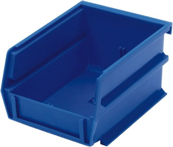 Triton - 5-3/8" Deep, Blue Polypropylene Hopper Stacking Bin - 3" High x 4-1/8" Wide x 5-3/8" Long - Exact Tooling