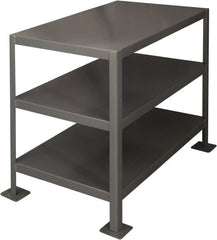 Durham - 36 Wide x 24" Deep x 30" High, Steel Machine Work Table - Flat Top, Rounded Edge, Fixed Legs, Gray - Exact Tooling