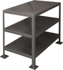 Durham - 36 Wide x 18" Deep x 30" High, Steel Machine Work Table - Flat Top, Rounded Edge, Fixed Legs, Gray - Exact Tooling