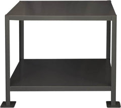 Durham - 36 Wide x 24" Deep x 30" High, Steel Machine Work Table - Flat Top, Rounded Edge, Fixed Legs, Gray - Exact Tooling