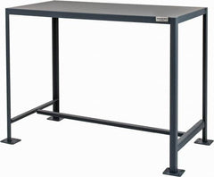 Durham - 48 Wide x 24" Deep x 36" High, Steel Machine Work Table - Flat Top, Rounded Edge, Fixed Legs, Gray - Exact Tooling