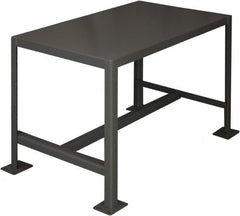 Durham - 36 Wide x 24" Deep x 30" High, Steel Machine Work Table - Flat Top, Rounded Edge, Fixed Legs, Gray - Exact Tooling