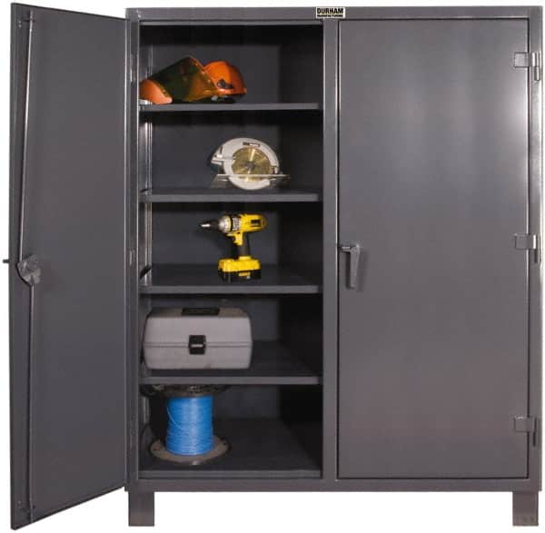 Durham - 6 Shelf Locking Storage Cabinet - Steel, 72" Wide x 24" Deep x 66" High, Gray - Exact Tooling