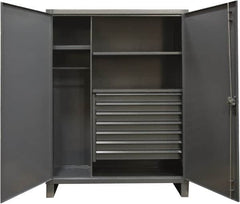 Durham - 3 Shelf Combination Storage Cabinet - Steel, 60" Wide x 24" Deep x 78" High, Gray - Exact Tooling