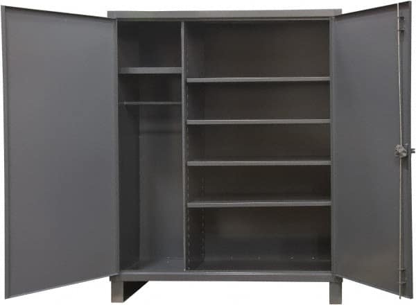 Durham - 5 Shelf Combination Storage Cabinet - Steel, 36" Wide x 24" Deep x 78" High, Gray - Exact Tooling
