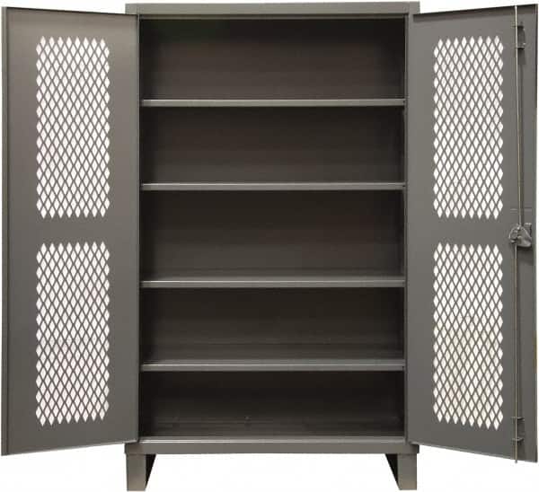 Durham - 4 Shelf Locking Storage Cabinet - Steel, 60" Wide x 24" Deep x 78" High, Gray - Exact Tooling
