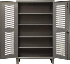 Durham - 4 Shelf Locking Storage Cabinet - Steel, 48" Wide x 24" Deep x 78" High, Gray - Exact Tooling