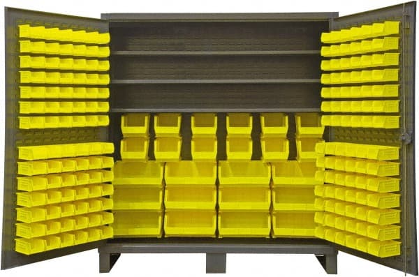 Durham - 3 Shelf 192 Bin Storage Cabinet - Steel, 72" Wide x 24" Deep x 78" High, Gray - Exact Tooling