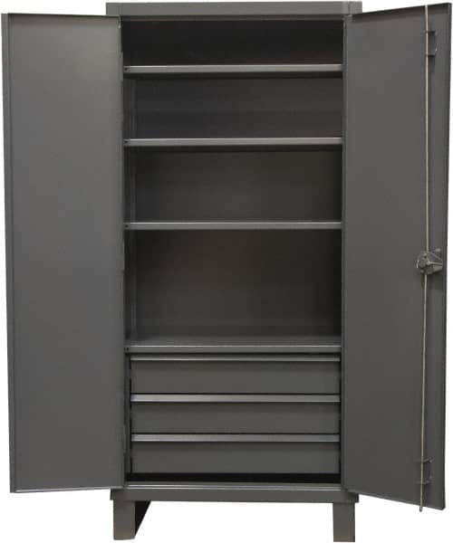Durham - 4 Shelf Locking Storage Cabinet - Steel, 36" Wide x 24" Deep x 78" High, Gray - Exact Tooling