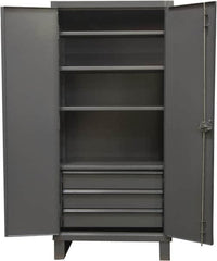 Durham - 4 Shelf Locking Storage Cabinet - Steel, 36" Wide x 24" Deep x 78" High, Gray - Exact Tooling