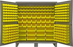 Durham - 240 Bin Storage Cabinet - Steel, 72" Wide x 24" Deep x 78" High, Gray - Exact Tooling