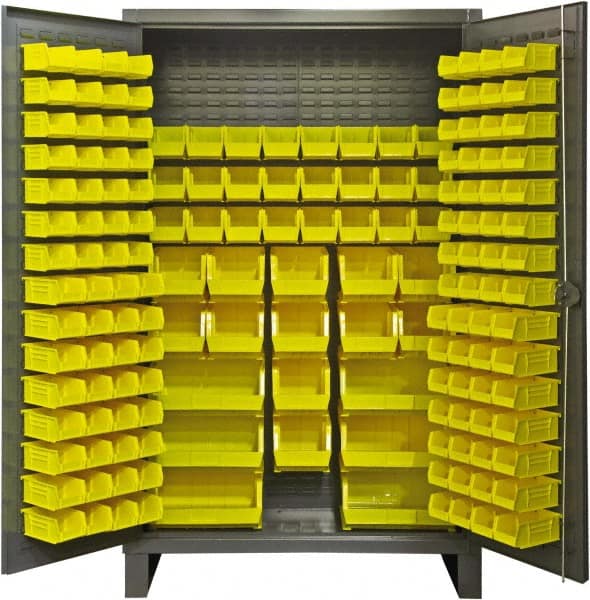 Durham - 162 Bin Storage Cabinet - Steel, 48" Wide x 24" Deep x 78" High, Gray - Exact Tooling