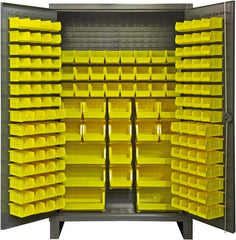 Durham - 162 Bin Storage Cabinet - Steel, 48" Wide x 24" Deep x 78" High, Gray - Exact Tooling