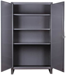 Durham - 3 Shelf Locking Storage Cabinet - Steel, 36" Wide x 24" Deep x 66" High, Gray - Exact Tooling