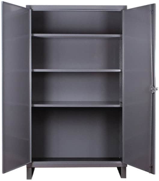 Durham - 3 Shelf Locking Storage Cabinet - Steel, 60" Wide x 24" Deep x 66" High, Gray - Exact Tooling