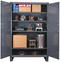 Durham - 4 Shelf Locking Storage Cabinet - Steel, 72" Wide x 24" Deep x 78" High, Gray - Exact Tooling
