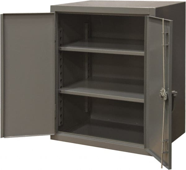 Durham - 2 Shelf Locking Storage Cabinet - Steel, 36" Wide x 24" Deep x 36" High, Gray - Exact Tooling