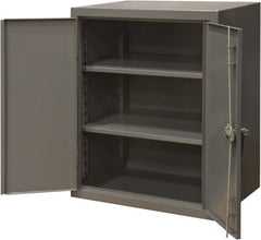 Durham - 2 Shelf Locking Storage Cabinet - Steel, 24" Wide x 20" Deep x 36" High, Gray - Exact Tooling