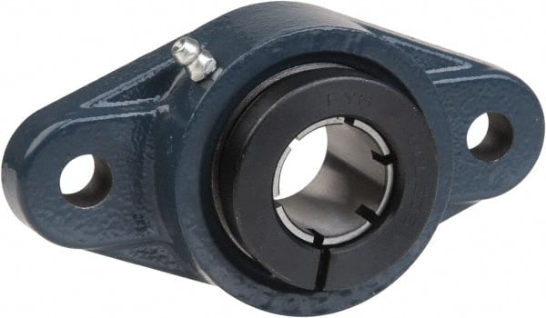 Value Collection - 1-1/4" ID, 6-11/32" OAL x 1-13/16" OAH 2-Bolt Flange - 3,461 Lb Static Cap, 5,777 Lb Dyn Cap, 5-1/8" Btw Mnt Hole Ctrs, 3/4" Base-to-Ctr Ht, Cast Iron - Exact Tooling