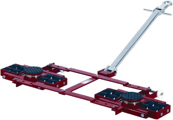 GKS - 26,400 Lb Capacity Steel Machine Dolly - 21.3" Long x 61.4" Wide x 4.3" High, 3.3" Wheels - Exact Tooling