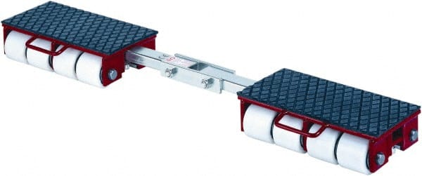 GKS - 39,600 Lb Capacity Steel Machine Dolly - 8.7" Long x 56.3" Wide x 4.3" High, 3.3" Wheels - Exact Tooling