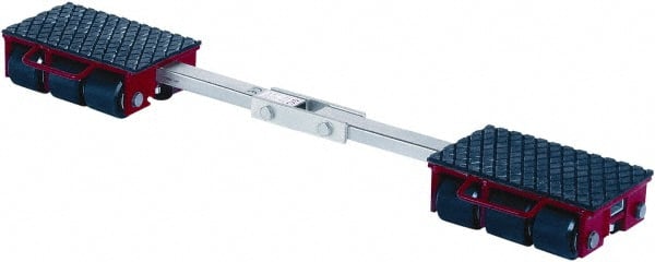 GKS - 19,800 Lb Capacity Steel Machine Dolly - 7.9" Long x 48-1/2" Wide x 4.3" High, 3.3" Wheels - Exact Tooling