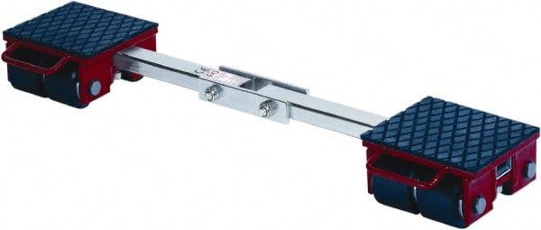 GKS - 13,200 Lb Capacity Steel Machine Dolly - 7.9" Long x 40.6" Wide x 4.3" High, 3.3" Wheels - Exact Tooling