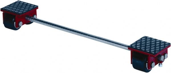 GKS - 6,600 Lb Capacity Steel Machine Dolly - 5.9" Long x 39.4" Wide x 4.3" High, 3.3" Wheels - Exact Tooling