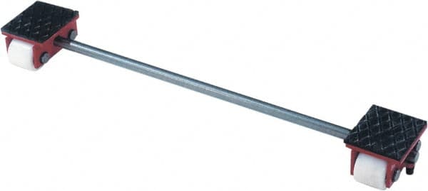 GKS - 4,400 Lb Capacity Steel Machine Dolly - 7.2" Long x 39.4" Wide x 4.3" High, 3.3" Wheels - Exact Tooling