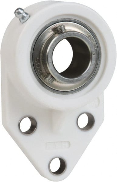 Value Collection - 1-7/16" ID, 6-3/16" OAL x 1-27/32" OAH 3 Bolt Flange Mounted Bearing - 3,462 Lb Static Cap, 5,777 Lb Dyn Cap, 2" Btw Mnt Hole Ctrs, 27/32" Base-to-Ctr Ht, Thermoplastic - Exact Tooling