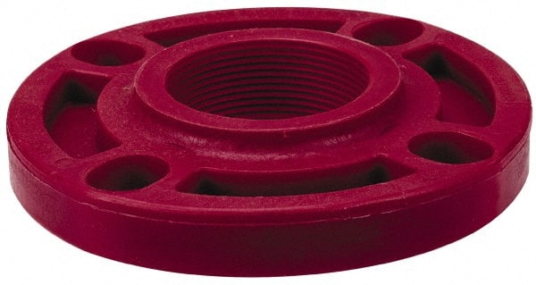 NIBCO - 2" Pipe, 6" OD, PVDF Threaded Pipe Flange - Schedule 80, Red - Exact Tooling