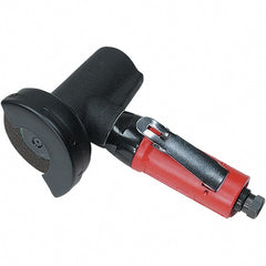 Autobrade Red - 3" Wheel Diam, 20,000 RPM, Pneumatic Cutoff & Cutoff-Grinder Tool - Right Angle Handle, 1/4 NPT Inlet - Exact Tooling