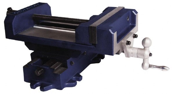 Gibraltar - 8" Jaw Opening Capacity x 2" Throat Depth, Horizontal Drill Press Vise - 8" Wide Jaw, Cross Slide Base, Standard Speed, 8" OAL x 7-1/4" Overall Height, Cast Iron - Exact Tooling