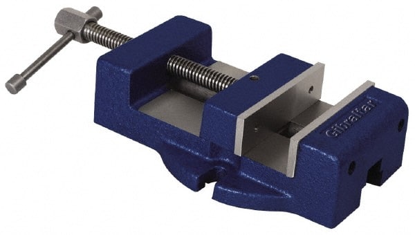 Gibraltar - 4-1/2" Jaw Width, 4" Jaw Opening Capacity, Horizontal Stationary Machine Vise - Manual Operation, 1 Station, 11-1/2" Long x 2-3/8" High x 1-1/4" Deep, 1-1/4" Jaw Height - Exact Tooling