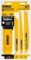 DeWALT - 6 Pieces, 8" to 9" Long x 0.04" Thickness, Bi-Metal Reciprocating Saw Blade Set - Straight Profile, 6 to 14 Teeth, Toothed Edge - Exact Tooling
